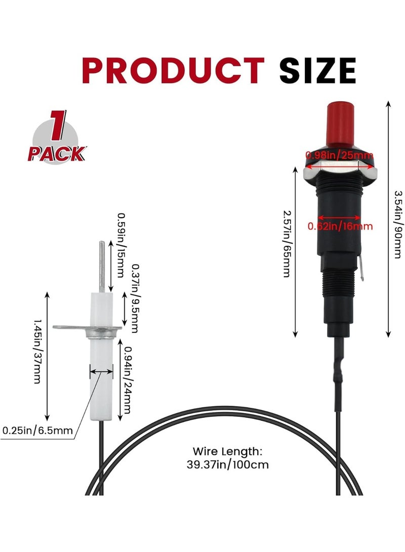 Piezo Ignition Kit with Propane Push Button with Ceramic Threaded Electrode for Gas Fireplace Oven Heating Kitchen  (Pack of 1) - Image 2